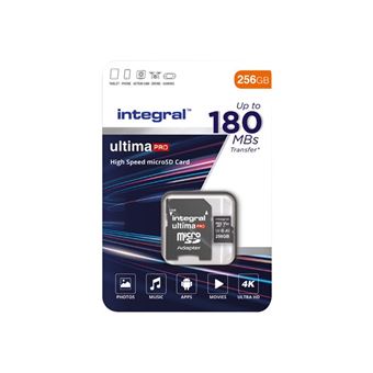 Carte Micro SD 256 Go E-Series, carte mémoire flash microSDXC UHS-I avec  adaptateur, 100 Mo / s, C10, U3, A1, V30, Full HD, 4K UHD, carte TF haute  vitesse