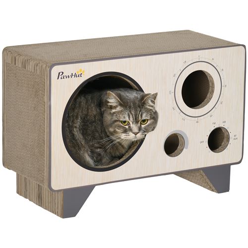 Comparer les prix de Niche grattoir pour chat 2 en 1 - design radio transistor vintage - carton ondulé
