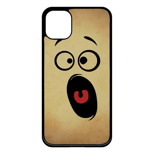 Coque My-Kase pour iPhone 11 - smiley peur horrifie - Plastique Noir