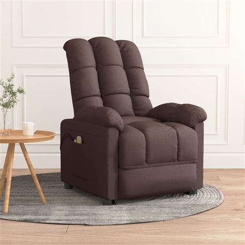 vidaXL Fauteuil électrique de massage Marron foncé Tissu