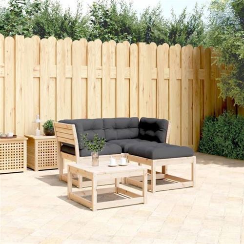 VIDAXL  salon de jardin 3 pcs avec coussins bois de pin massif