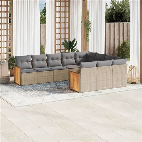 Non Communiqué Beige Salon De Jardin Modulable Vidaxl Resine Tressee 10 Pieces X 59 X 69 10 Personnes