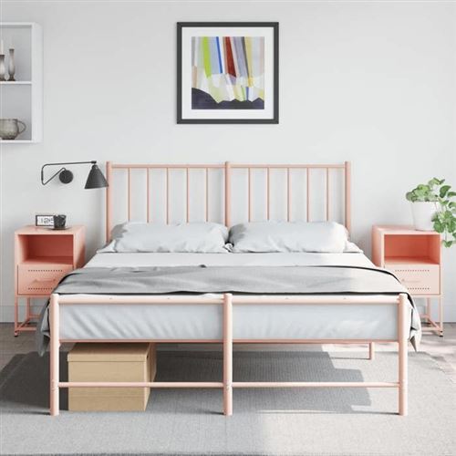 vidaXL Tables de chevet 2 pcs rose 36x39x60,5 cm acier, armoire, armoire latérale, meuble de chambre à coucher, table de 846557