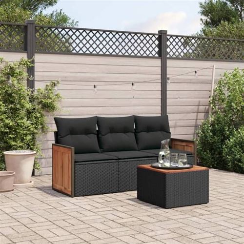 Vidaxl Noir Salon De Jardin 4 Pcs - Image 3