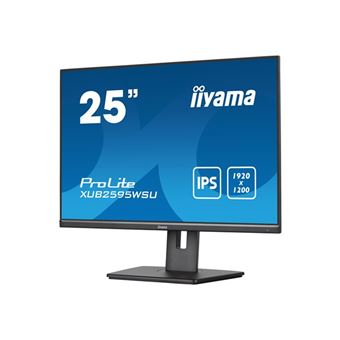 iiyama ProLite XUB2595WSU-B5 - Écran LED - 25" - 1920 x 1200 WUXGA - IPS - 300 cd/m² - 1000:1 - 4 ms - HDMI, VGA, DisplayPort - haut-parleurs - noir, mat