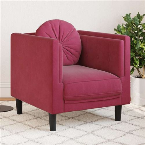 Non Communiqué Rouge Vidaxl Fauteuil Avec Coussin Bordeaux Velours