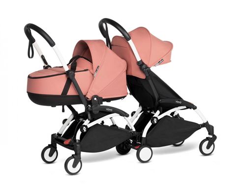Babyzen - Poussette double YOYO 2 cadres blanc nacelle et 6+ ginger