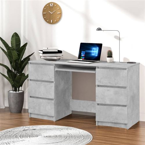 Bureau Vidaxl contreplaqué gris 140x50x77 Cm - Image 2