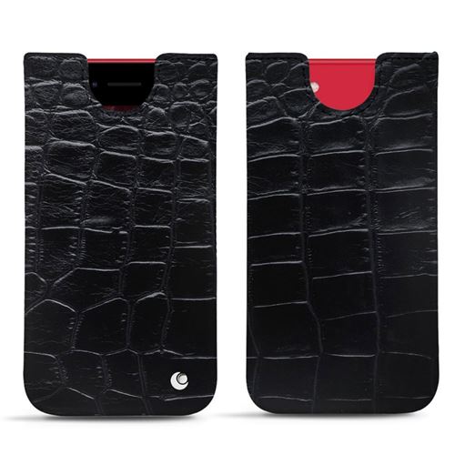 Pochette cuir pour iPhone SE (2020) - Pochette - Cuir Horizon - Noir - NOREVE