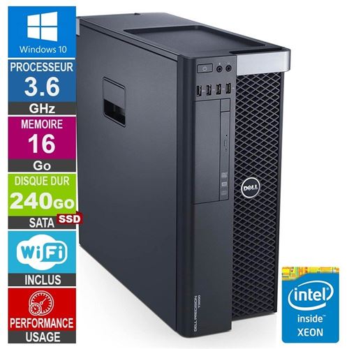 Dell T3600 Xeon E5-1620 3.80Ghz 16Go/240Go SSD Quadro K2000 WiFi W10