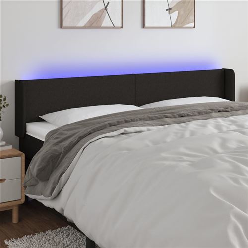vidaXL Tête de lit à LED Noir 203x16x78/88 cm Tissu3122980