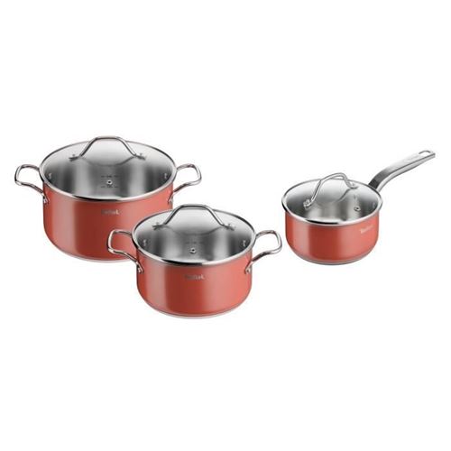 Batterie de cuisine 6 pièces, Couvercles verre, Induction, Four, Acier inoxydable, Bords verseurs, Graduations B923S604