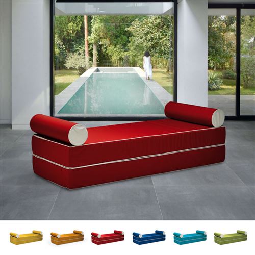Canapé-lit double modulable de conception modulaire avec coussins Free Bed, Couleur: Rouge
