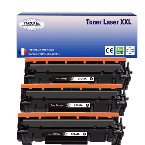 3 Toners compatibles avec HP LaserJet Pro M27a, M27w remplace HP CF244A (44A) Noir - 1 000p