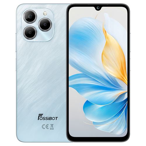 Smartphone 4G FOSSiBOT S Téléphone portable Android 14 débloqué 8 Go de RAM, 256 Go de ROM Écran Full HD de 6,72 pouces Batterie de 5000 mAh Appareil photo 50 Mpx + 16 Mpx Bleu