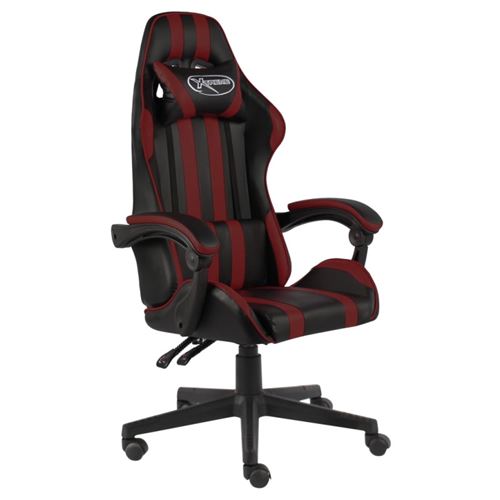 Vidaxl fauteuil de jeux vid&eacute;o noir et rouge bordeaux similicuir 20525