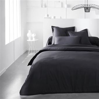 Drap housse Essential - 140 x 200+30 cm - 2 personnes - 100% Coton uni - Fusain