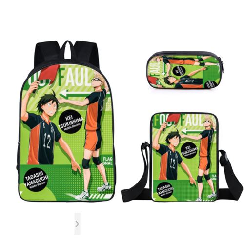 Set de 3 pièces Sacs à Dos Haikyuu Vert 003