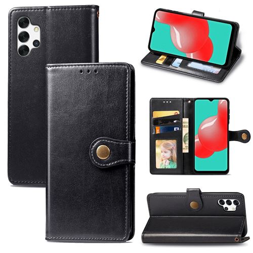 MPFRANCE Housse pour Samsung Galaxy A32 5G Noir [Porte Carte, etui portefeuille, boucle]
