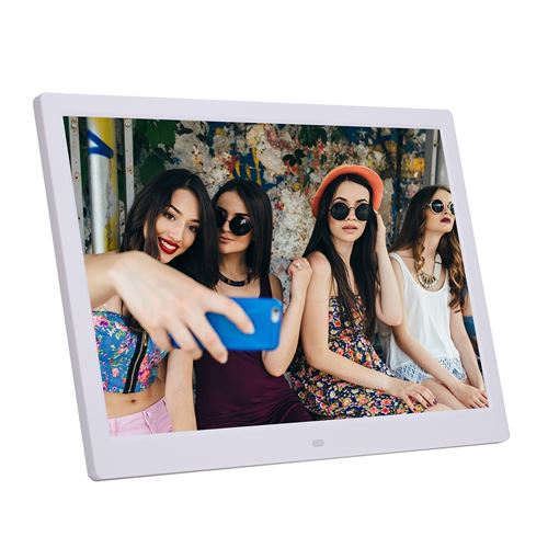 Cadre Photo Num&eacute;rique 14 Pouces Album Digital Ecran LED Lecteur Vid&eacute;o Blanc