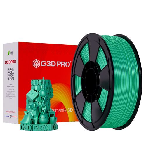 G3D PRO® Filament PLA SILK GLOSSY Vert pour imprimante 3D, 1,75 mm, Bobine de 500g, Précision dimensionnelle ± 0.03mm