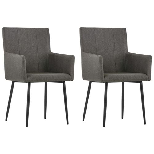 aises de salle à manger avec accoudoirs 2 pcs Taupe Tissu