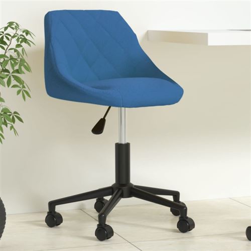 Vidaxl Bleu Chaise Pivotante De Bureau Velours - Image 3