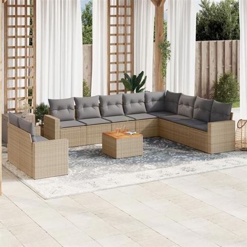 Non Communiqué Beige Salon De Jardin Modulable Vidaxl Resine Tressee 10 Personnes 11 Pieces 62 X 65.5 X 69 Cm