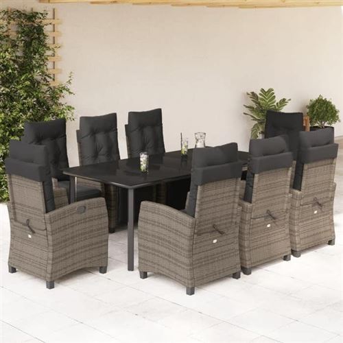 Non Communiqué Gris Salon De Jardin Vidaxl Resine Tressee 9 Pieces 200 X 100 X 74 Cm