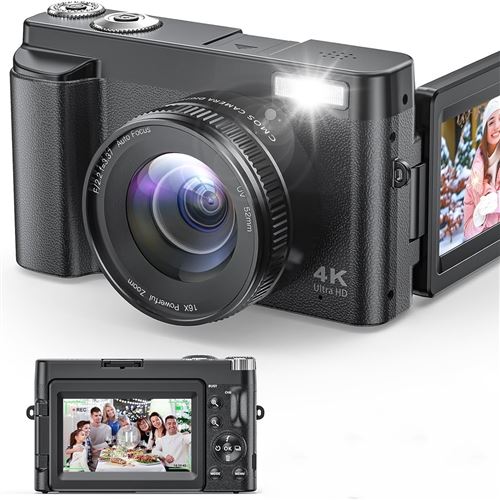 Appareil Photo Numérique 4K 48MP - Zoom Numérique 16x - Écran Orientable 3,0 180° - Idéal Vlog et Voyage