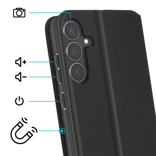 Étui Portefeuille Magnétique Avizar Pour Samsung Galaxy S25 FE - Similicuir Noir