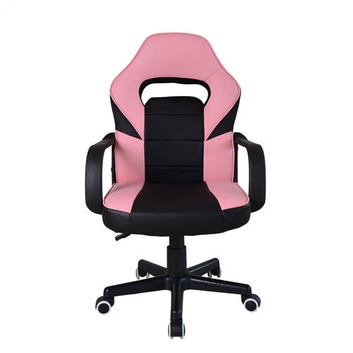 Chaise gaming Thomas junior - chaise de bureau style gaming - réglable en hauteur - rose noir