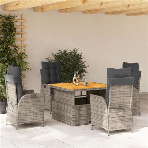 VIDAXL - Ensemble de Jardin - 5 pièces - Gris - Table et Chaises de Terrasse - Image 2