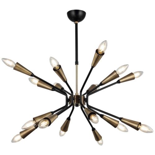 HOMEMANIA Lampe à Suspension Trapa - Lustre - Lustre de plafond - Or, noir en Métal, 64 x 64 x 75 cm, 16 x E27, Max 40W