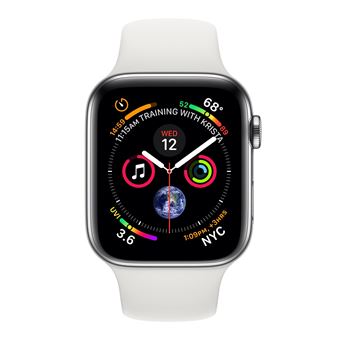 Apple Watch Series 4 GPS Cellular 40 mm acier inoxydable montre intelligente avec bande sport fluoroelastomere blanc taille du poignet 130 200 mm 16 Go Wi Fi Bluetooth 4G 30.1 g Apple Watch Achat prix...