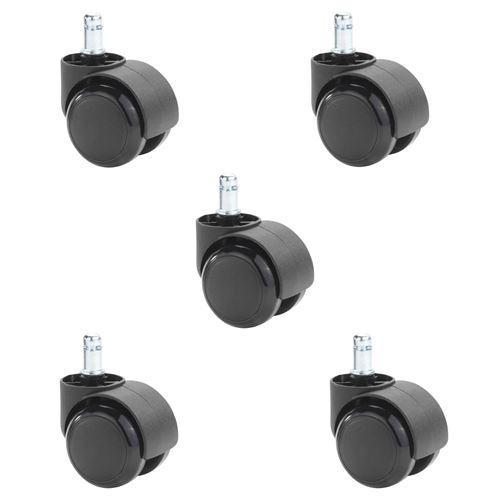 Lot de 5 roulettes pour sols durs, 11 mm/50 mm