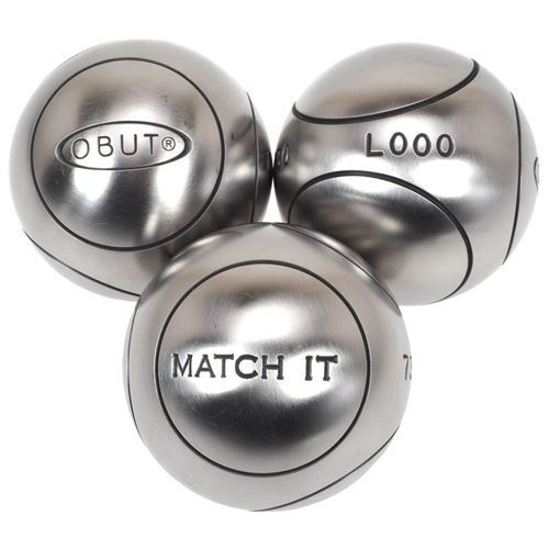Boules De Pétanque OBUT MATCH+ 74 Mm 700 G - Acier Trempé, Finition Satin Chrome, Homologuées Compétition