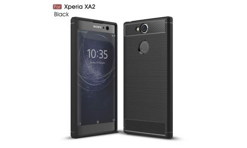 Coque pour XPERIA XA2 noire aspect carbone