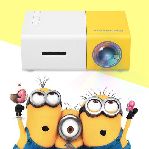 Mini Vidéo Projecteur Excelvan YG300 Multimédia à Domicile LED LCD Full HD1080P 50Lumens Jaune/Blanc