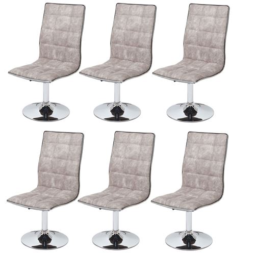 6x chaise de salle à manger MENDLER HWC-C41, fauteuil, tissu vintage gris silex