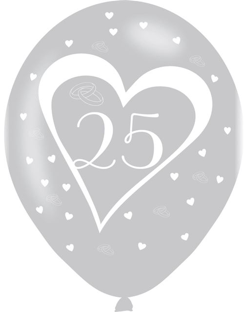 Amscan ballons Jubilé d'argent 27,5 cm latex argent 6 pièces