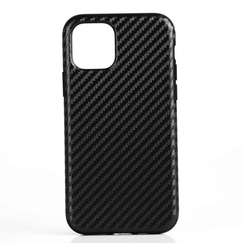 Coque en TPU + PU flexible fibre de carbone noire pour votre Apple iPhone 6.5 pouces (2019)