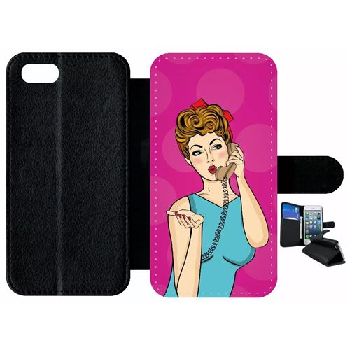 Etui À Rabat Apple Iphone 7 Pin Up Fond Rose