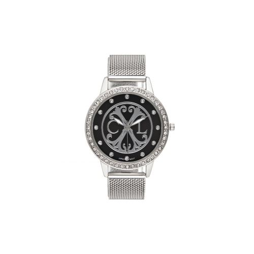Montre Femme CXL à Quartz Cadran Noir Argenté 36 mm Et Bracelet Argenté En Maille CXLS18032