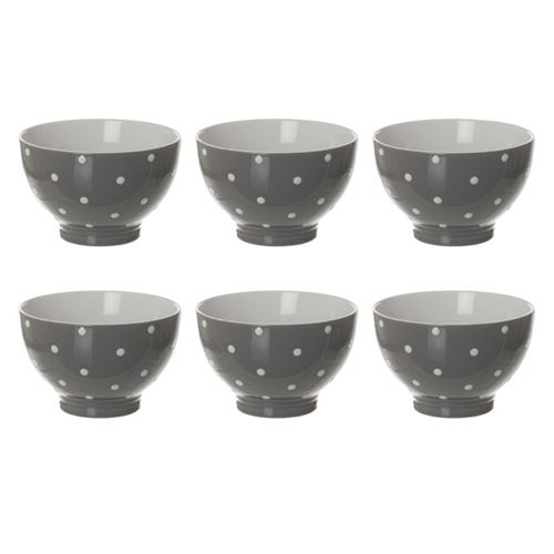 Lot de 6 Bols Gros Pois 50cl Gris