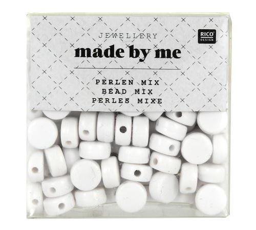 Assortiment de perles rondes en plastique - Blanc - Environ 165 pcs