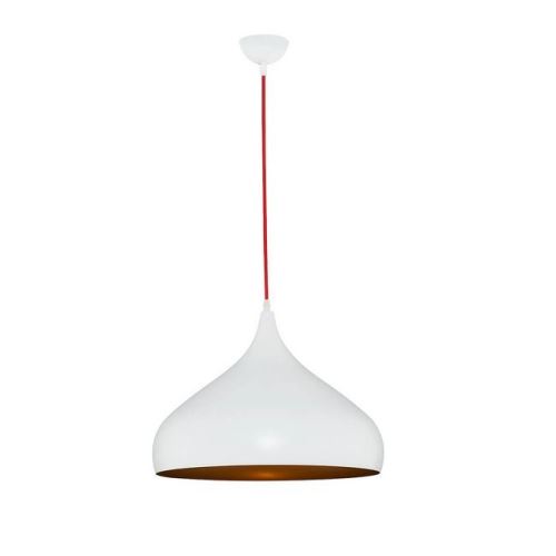Homemania Lampe à Suspension ORLANDO - Blanc, Cuivre - 42 x 42 x 120 cm - 1 x E27, 40W