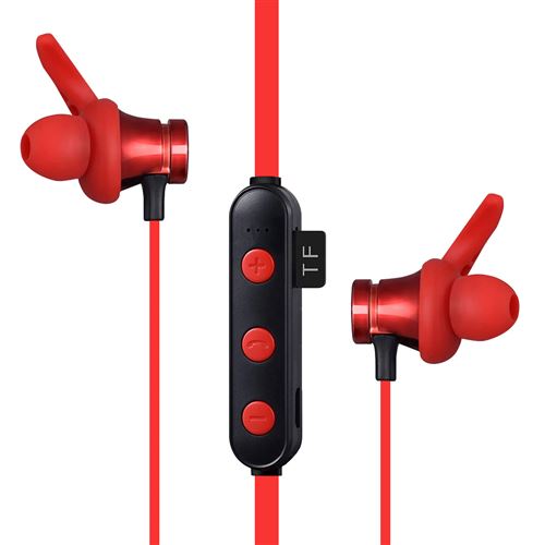 Écouteurs Sport Bluetooth Étanche Embouts Intra-auriculaires Magnétiques Rouge