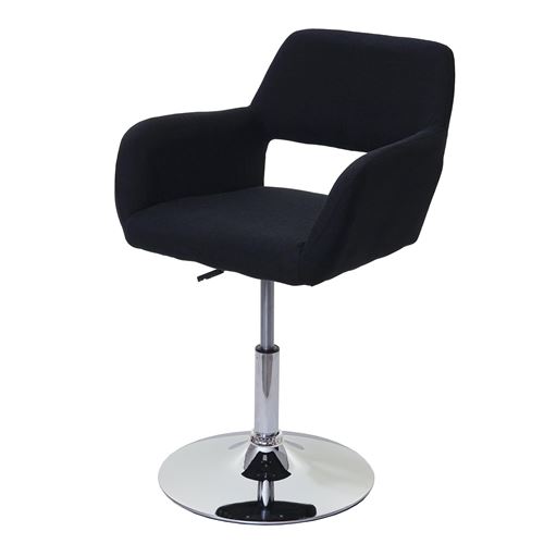 Chaise de salle à manger MENDLER HWC-A50 III tissu noir pied en métal aspect chromé