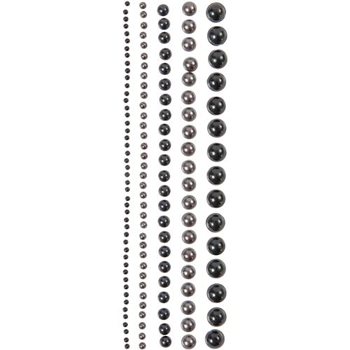 Vivi Gade perles auto-adhésives demi-adhésives 2/8 mm gris, noir 140 pièces